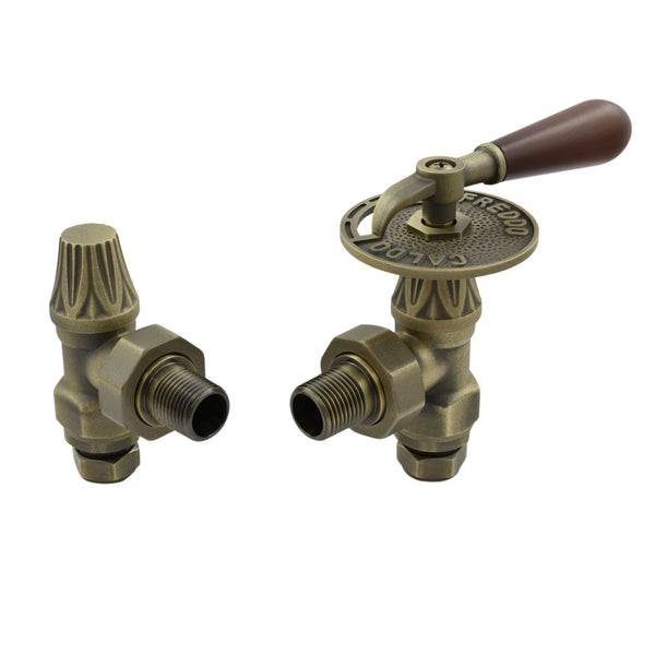 Plumbers Choice Abbey Angled Brass Throttle Radiator and Lock-Shield Valves