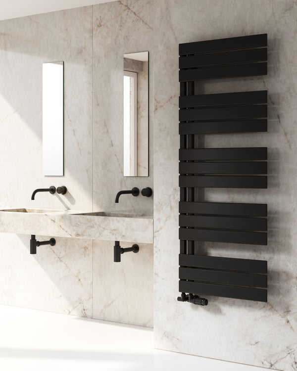 Reina Pettino Steel Black Straight Heated Towel Rail Radiator