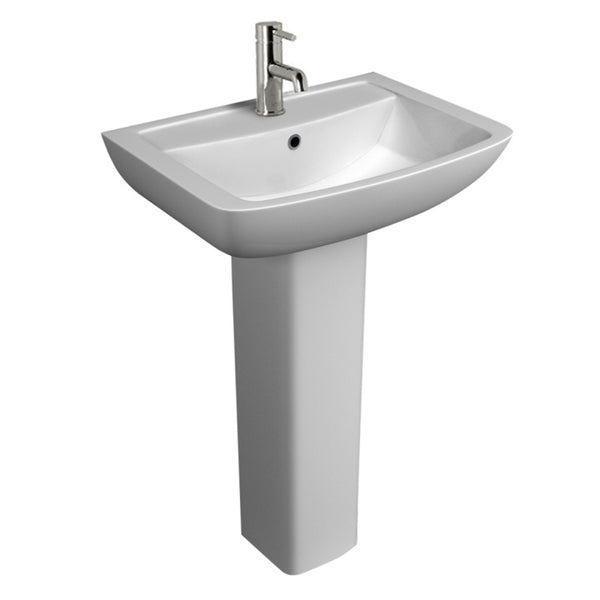 Kartell 550mm Pure 1 Tap Hole 1TH Basin with Full Pedestal, White Finish