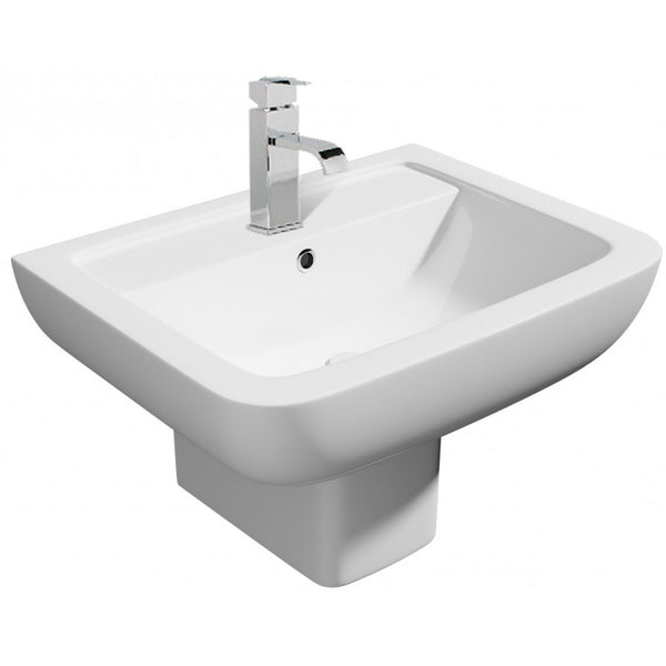 Kartell Options Basin with Square Semi Pedestal 550mm Wide 1 Tap Hole