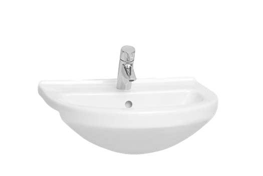 Kartell Style Round Semi-Recessed 1 Tap Hole Basin 550mm, White