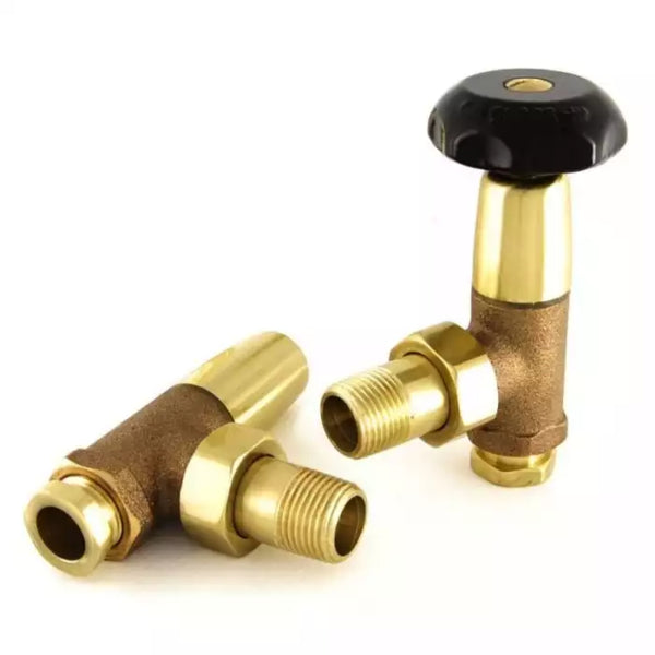 Plumbers Choice Bradley Angled Brass Radiator Valve Brushed Satin Nickel