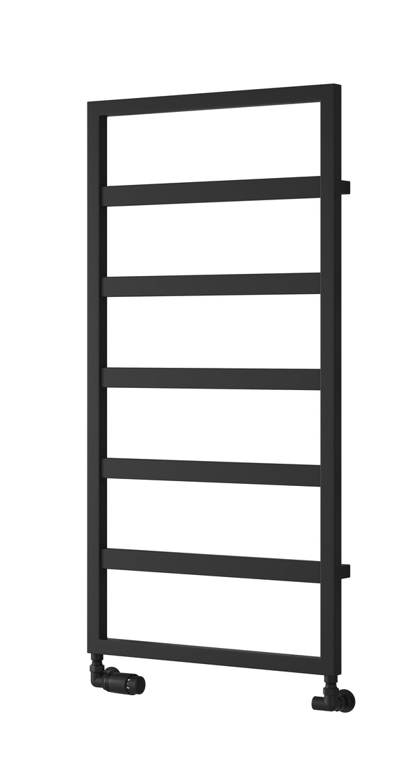 Reina Rezzo Steel Vertical Black Designer Heated Towel Rail Radiator