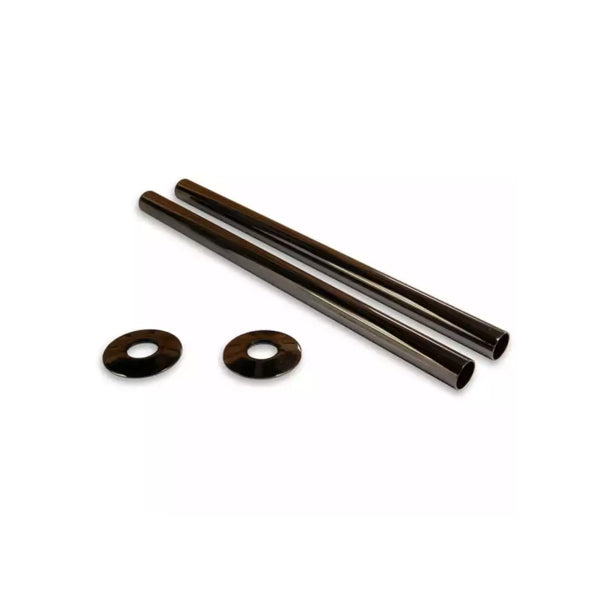 Plumbers Choice Black Nickel Brass Radiator Valve Sleeving Kit 300mm pair