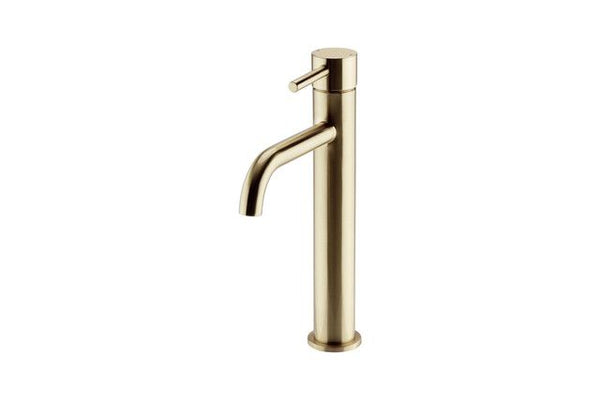 Kartell Brassware Ottone Hi-Rise Mono Basin Mixer Tap, Brushed Brass