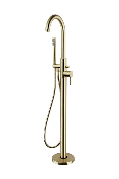 Kartell Brassware Ottone Freestanding Bath Shower Mixer Tap, Brushed Brass