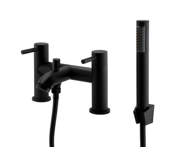 Kartell Brassware Nero Round Black Shower Mixer Tap, Matt Bath