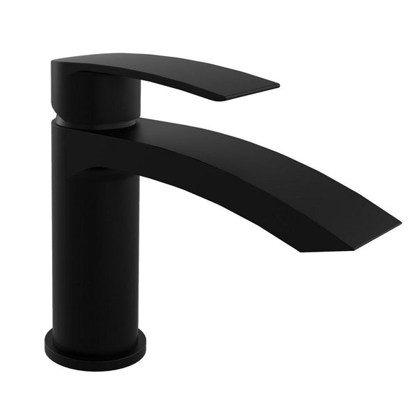 Kartell Curve Nero Mono Basin Mixer Tap with Click Waste, Matt Black