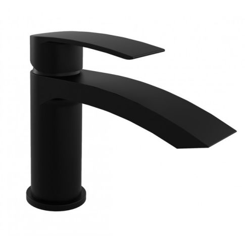 Kartell Curve Nero Mini Mono Basin Mixer Tap with Click Waste, Matt Black