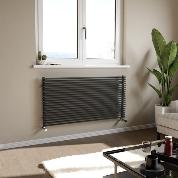 Eucotherm Corus Single Anthracite Horizontal Triangle Tube Radiator