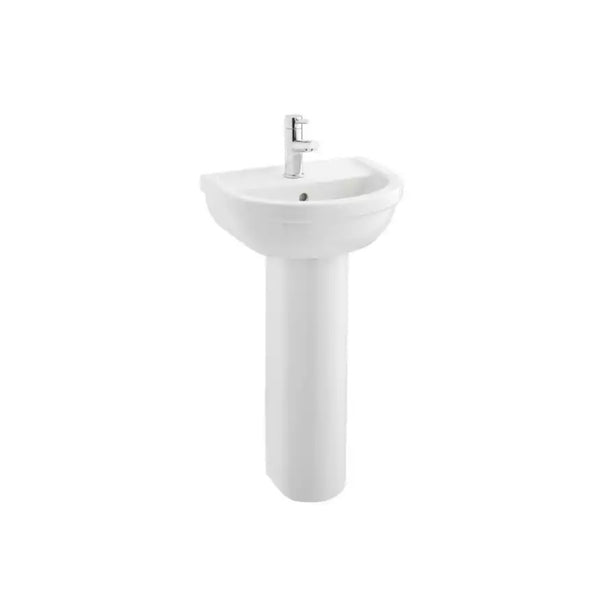 Kartell Milton 450mm Contemporary Style 1TH Basin with Full Pedestal, White