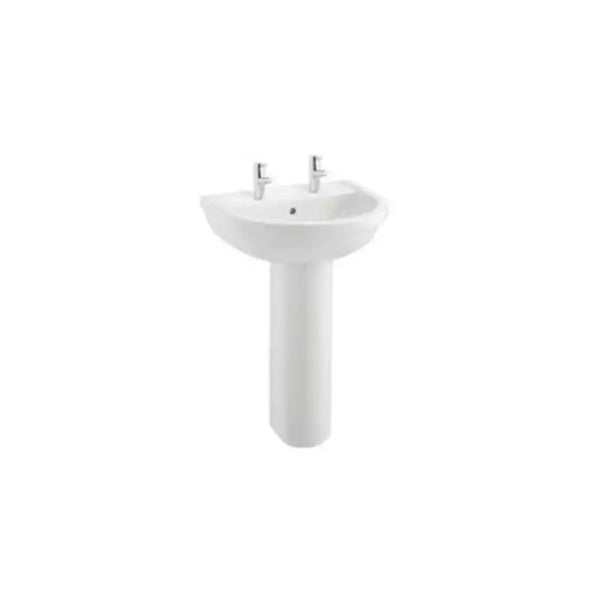 Kartell Milton 550mm Contemporary Style 2TH Basin with Full Pedestal, White