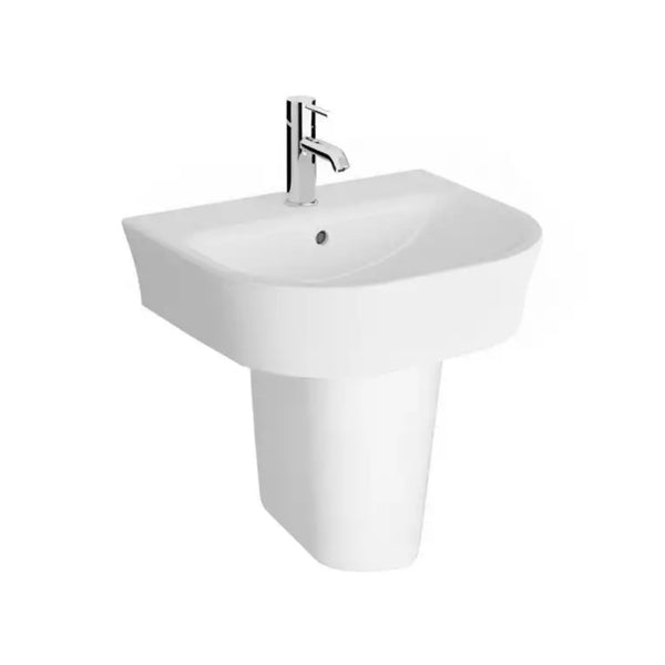 Kartell Eklipse Round 1 tap hole 550mm Basin with Semi Pedestal, White