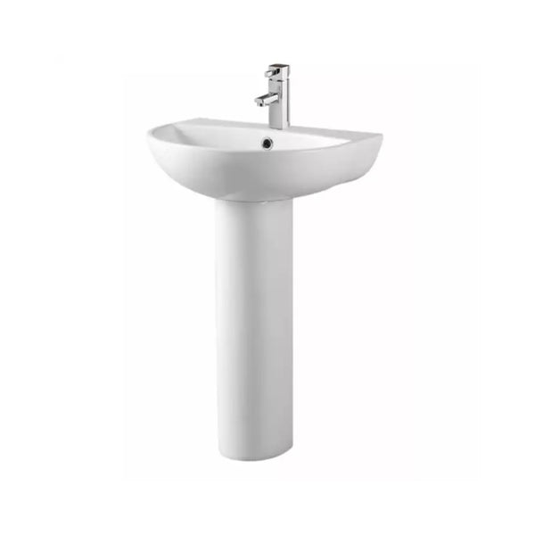 Kartell Kameo 550mm Single Tap Hole 1TH Basin with Full Pedestal, White