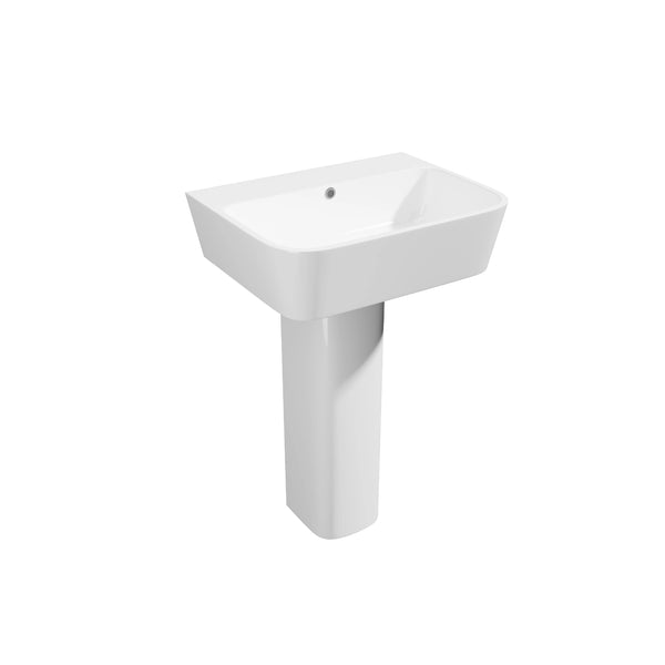 Kartell Genoa Square 550mm 1TH Basin with Full Pedestal, White Finish