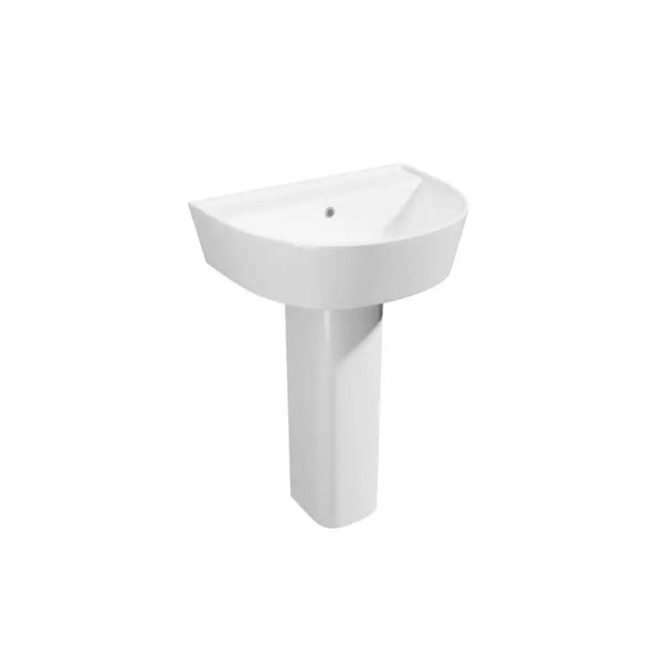 Kartell Genoa Round 550mm 1TH Basin with Full Pedestal, White Finish