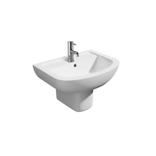 Kartell 550MM Studio Round Single Tap Hole with Semi Pedestal Basin, White