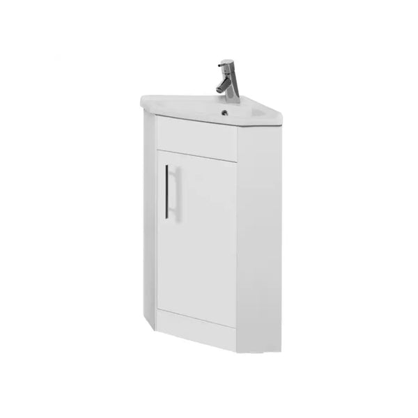 Kartell Impakt Gloss Finish Corner Designer Basin with Vanity Unit, White