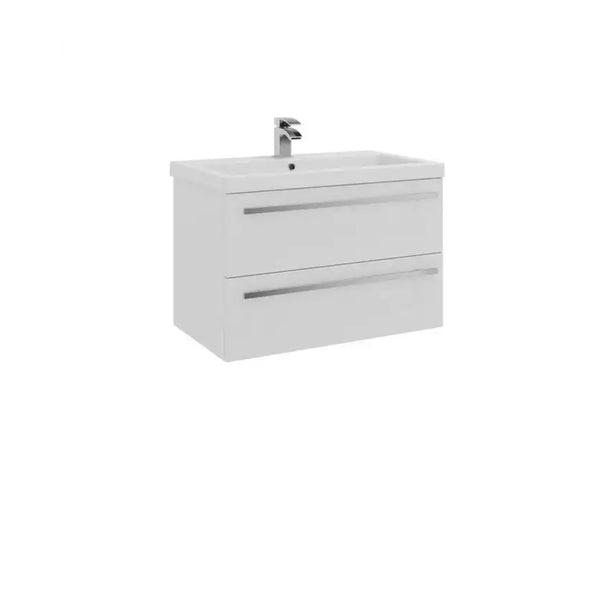 Kartell 2 Drawer Wall Mounted Cabinet & Mid Depth Ceramic Basin 800mm x 450mm, White Gloss