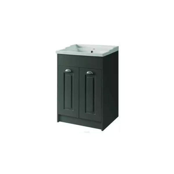 Kartell Astley Floor Standing 2 Door Unit & Ceramic Basin 600mm - Matt Grey