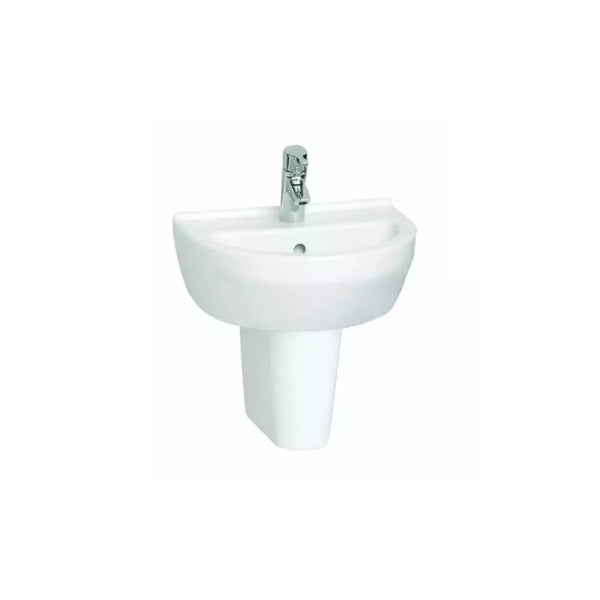 Kartell Style Round Cloakroom Basin with Semi Pedestal 450mm, White