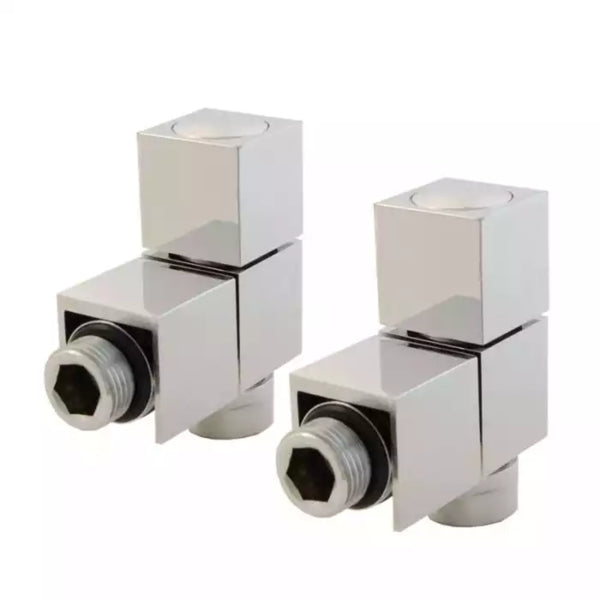 Plumbers Choice Cube Angled Brass Square Radiator Valve Chrome