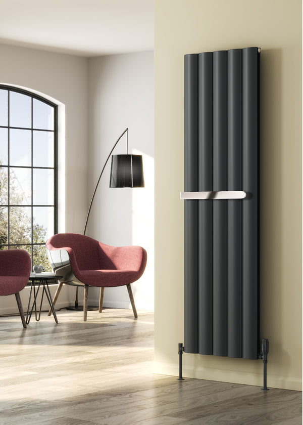 Reina Belva Anthracite Single/Double Vertical Aluminium Radiator, Central Heating