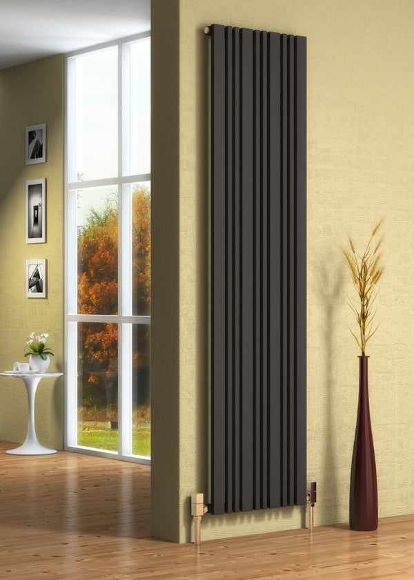 Reina Bonera Steel Anthracite Vertical Designer Radiator, Central Heating