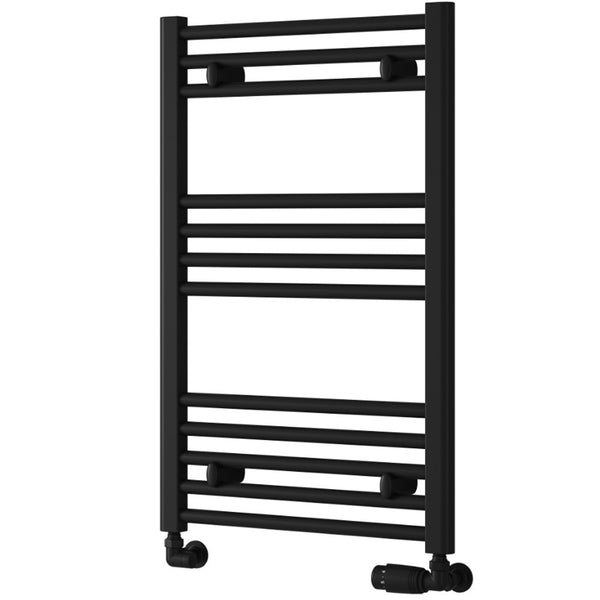 Reina Capo Black Vertical Straight Heated Towel Rail Radiator