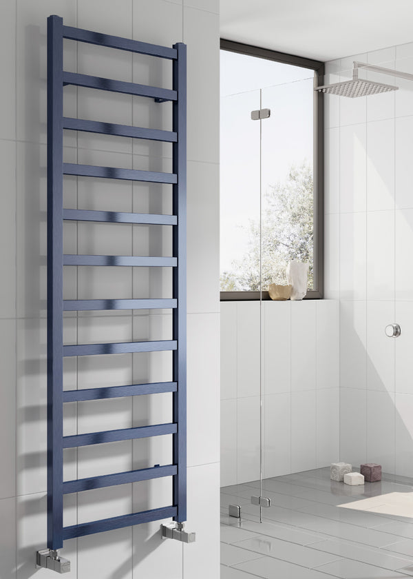 Reina Fano Blue Satin Aluminium Heated Towel Rail Radiator