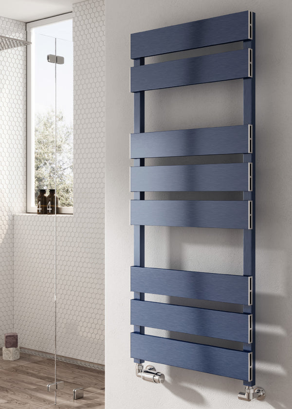 Reina Fermo Aluminium Blue Satin Heated Towel Rail Radiator