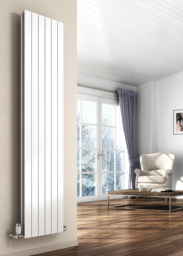 Reina Flat Steel White Single/Double Vertical Designer Radiator, Central Heating