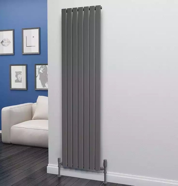 Eastgate Eben Steel Anthracite Single/Double Panel Flat Tube Vertical Designer Radiators - Central Heating