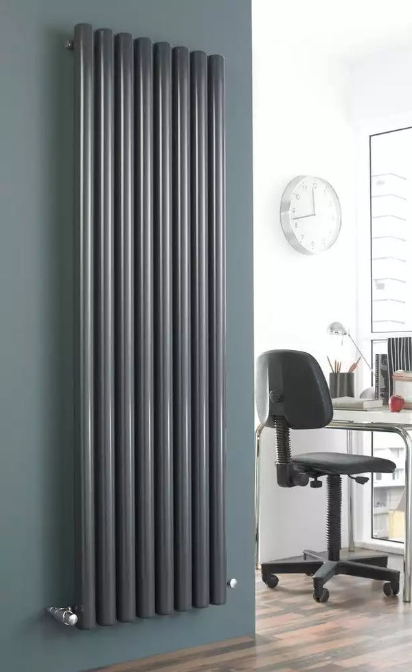 MaxtherM Ventnor Round Tube Steel Anthracite Vertical Designer Radiators - Central Heating