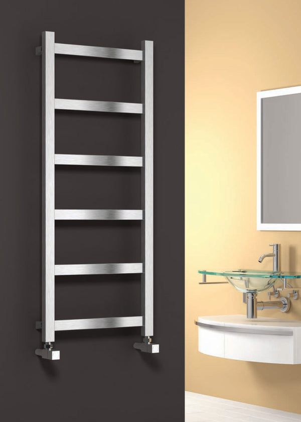 Reina Mina Brushed Stainless Steel Designer Heated Towel Rail Radiator