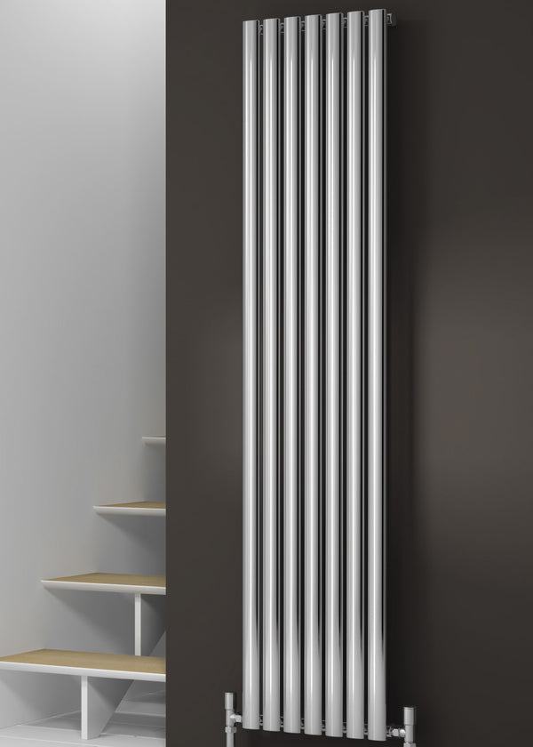 Reina Neva Steel Chrome Single Vertical Designer Radiator, Central Heating