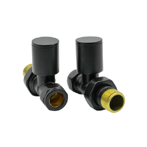 Reina Portland Premium Stylish and Durable Straight Radiator Valves, Black