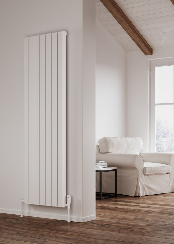 Reina Ragano White Vertical Aluminium Radiator, Central Heating