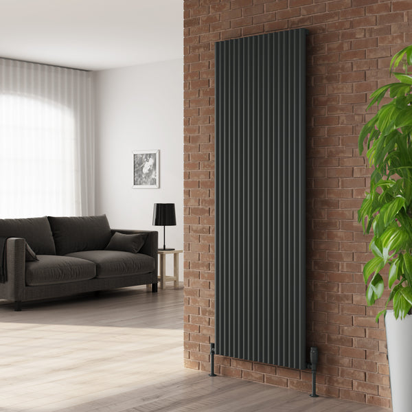 Reina Delia Anthracite Vertical Aluminium Radiator, Central Heating