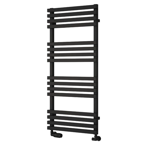 Reina Kale Black Steel Straight Designer Heated Towel Rail Radiator